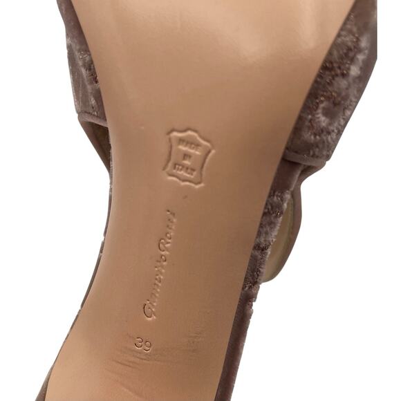 Gianvito Rossi Floral Embroidered Velvet High Vamp Sandals Size 39 - Picture 8 of 9